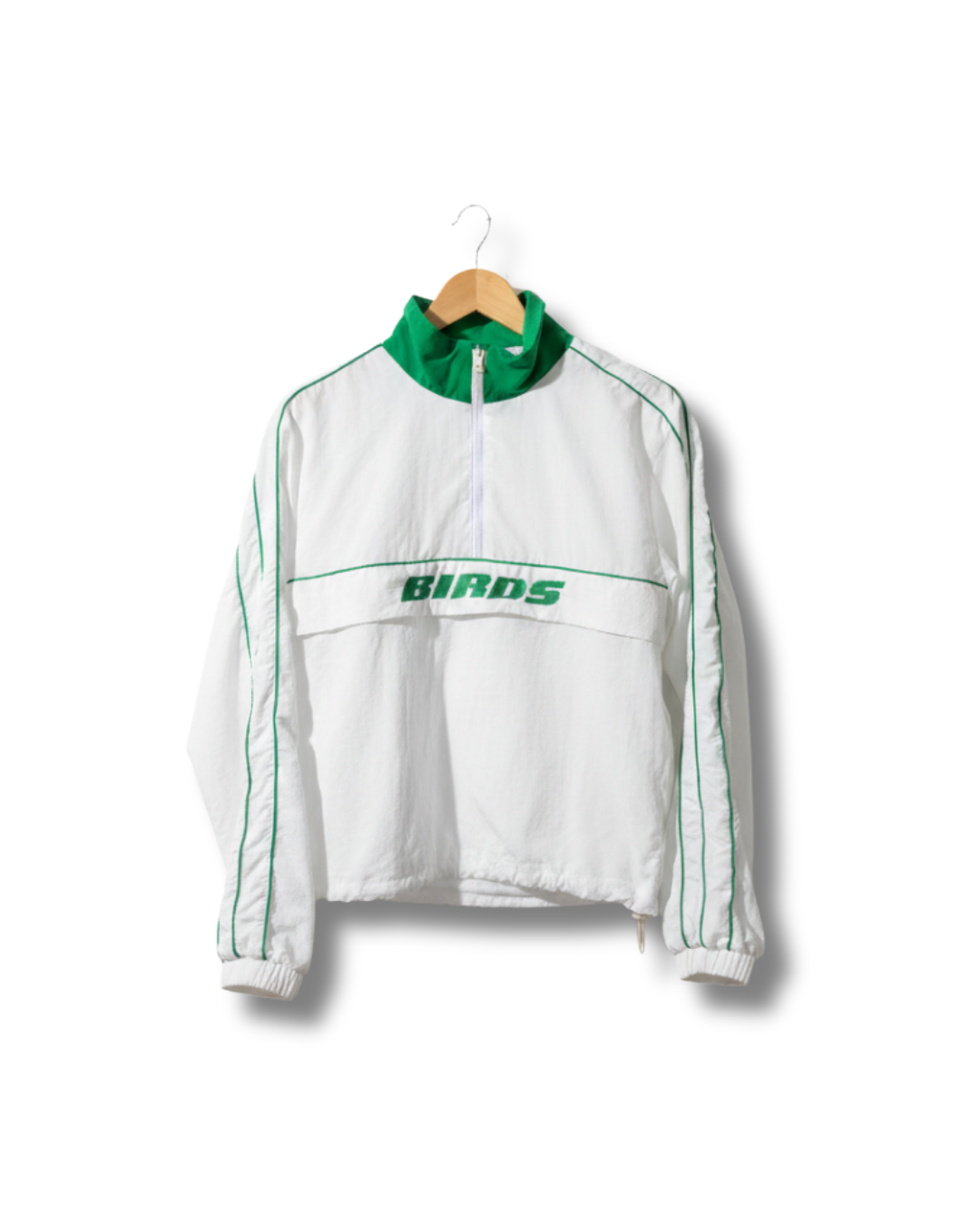 BIRDS Windbreaker from South & Green on a white background.