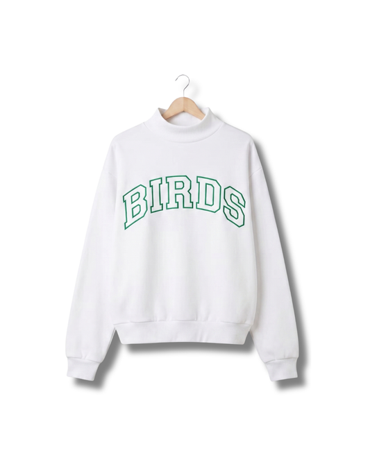 White BIRDS Varsity Mockneck from S&G