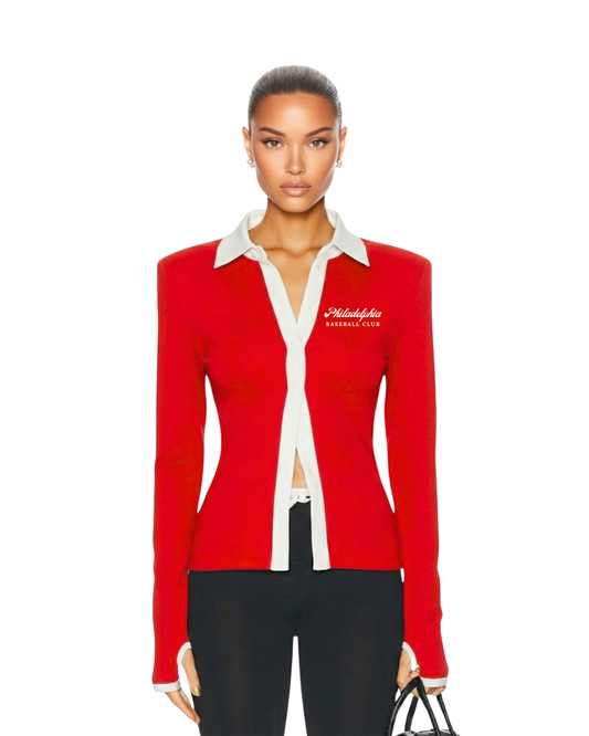 Model Photo of S&G's Philadelphia Baseball Club Polo Top.