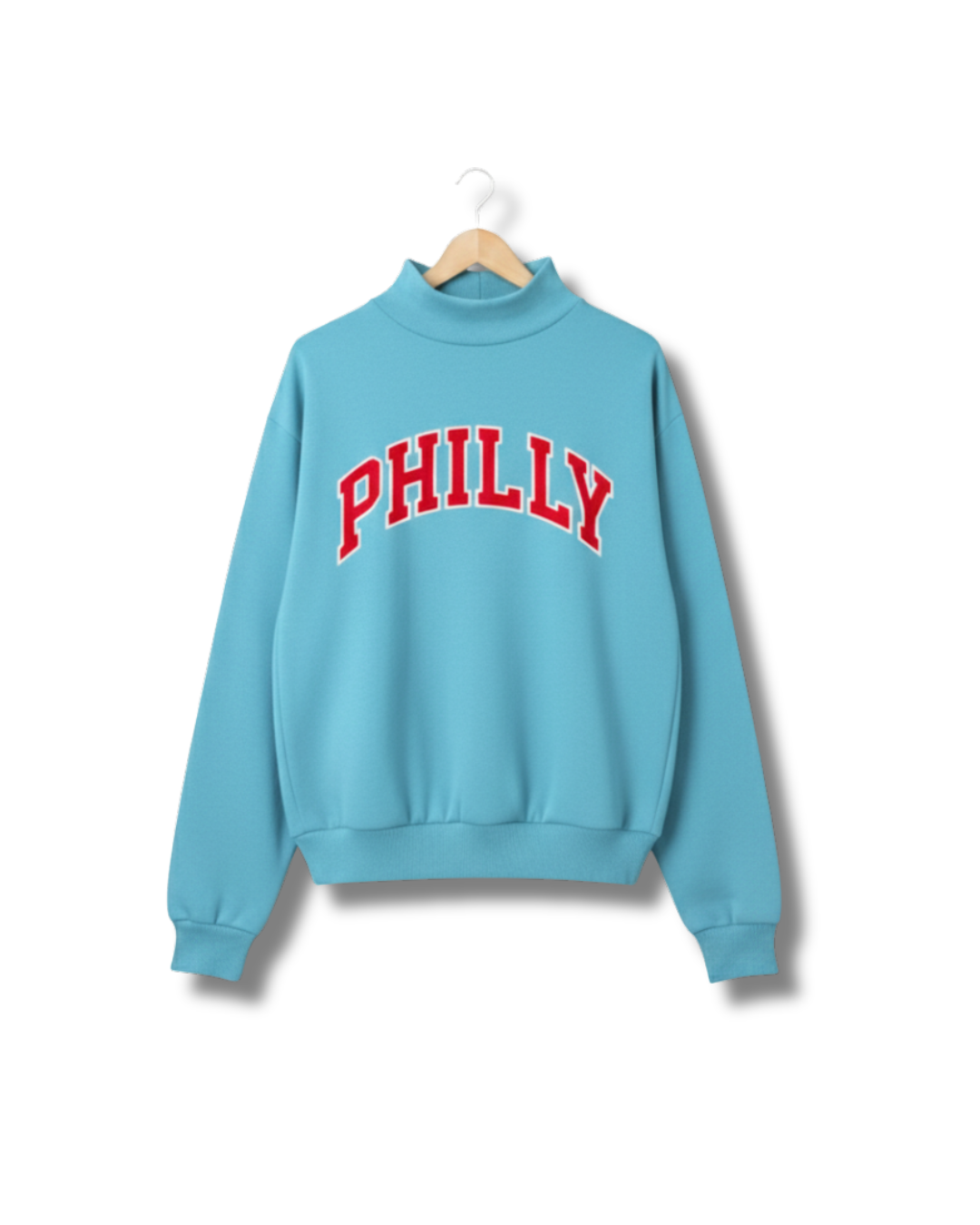 Powder Blue PHILLY Varsity Mockneck - S/M