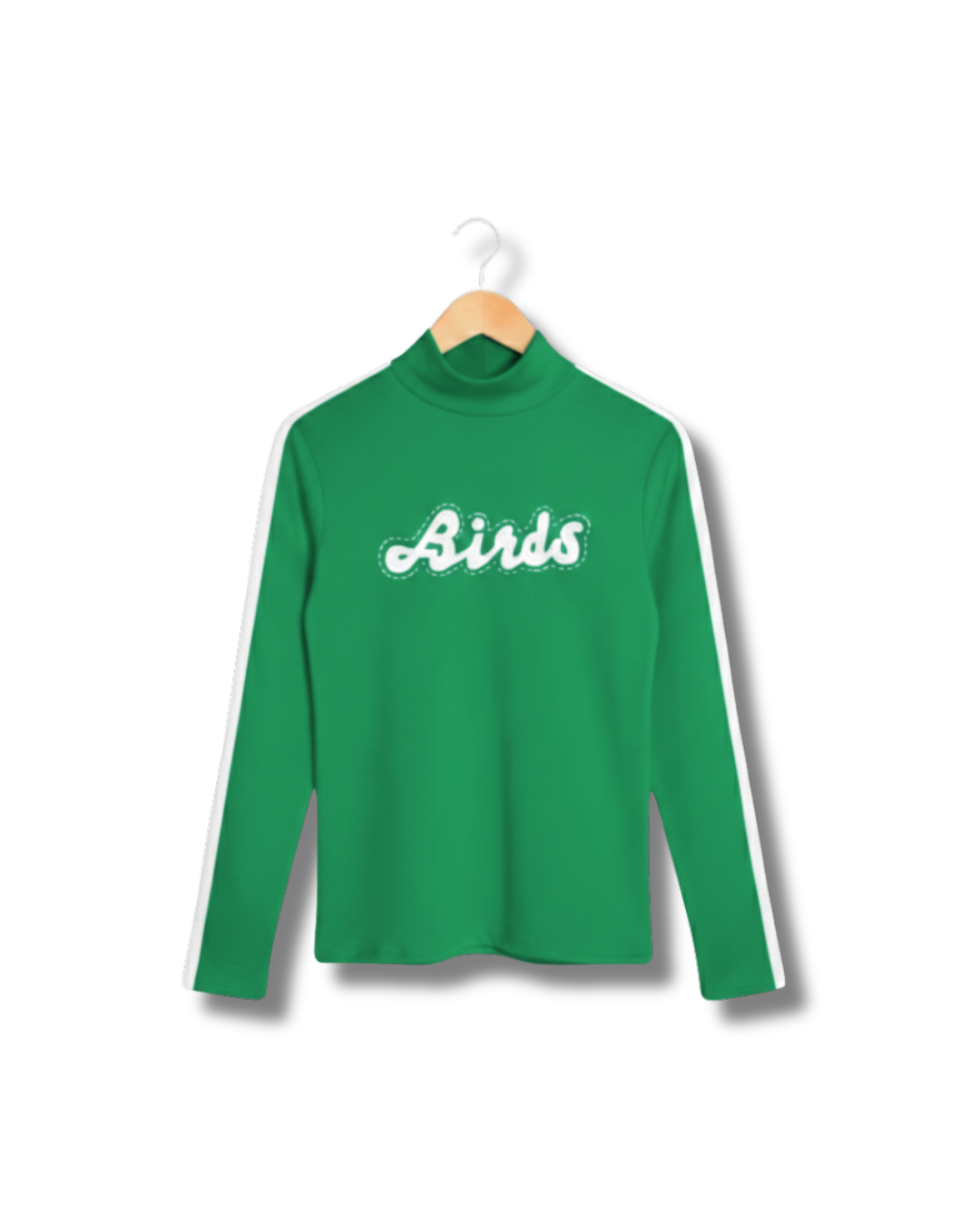 S&G Kelly Green Retro Birds Mockneck