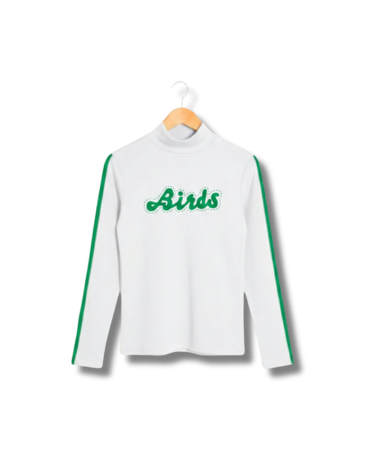 S&G's White Retro BIRDS Mockneck